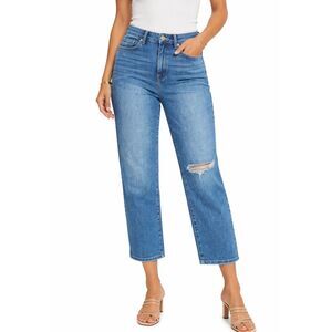 Sincerely Jules Jeans Womens 11/30 Blue Distressed Knee Straight Leg Crop Denim